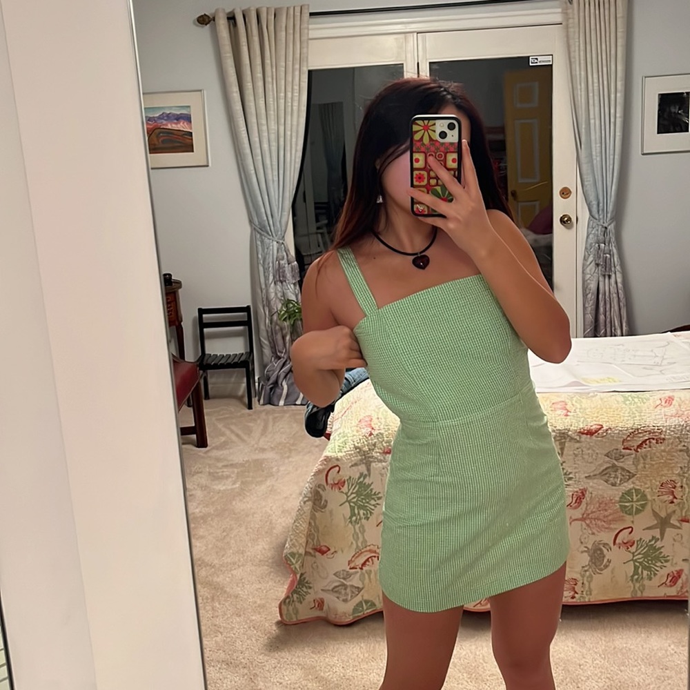 princess polly green gingham mini dress